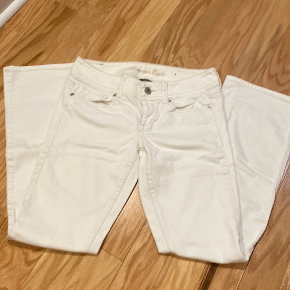 ❤️ AMERICAN EAGLE KICK BOOT BOOTCUT WHITE KHAKI PANTS, 00S (25 SHORT)